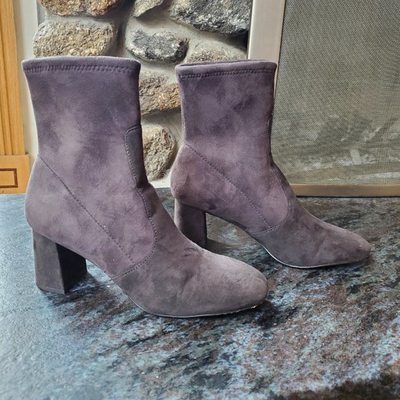 Ann Taylor Brown Micro Suede Stretch Booties Size 8.5M - Picture 11 of 16